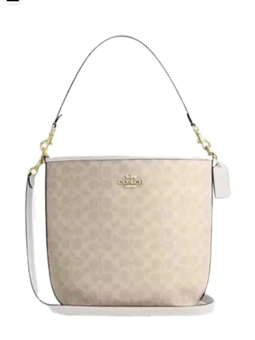 Coach City Bucket Chalk Signature Pebble Leather Shoulder Bag with Gold Hardware